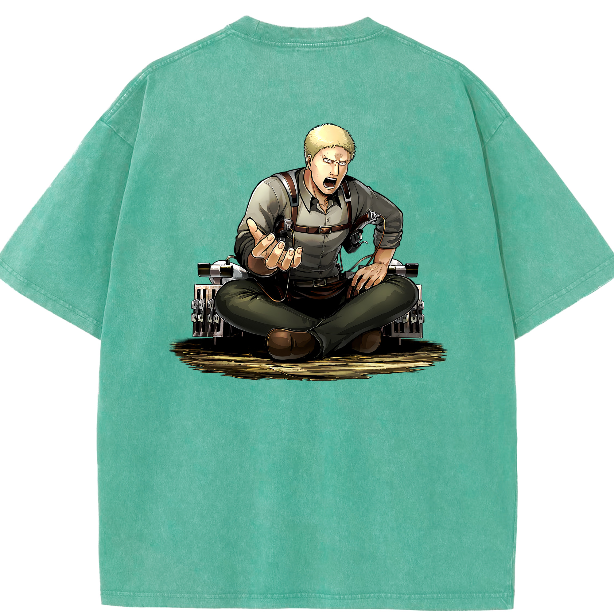 （画像用） 進撃の巨人 ライナー・ブラウン Attack on Titan Reiner Braun 綿100% ヴィンテージ風 半袖Tシャツ（背面プリント）